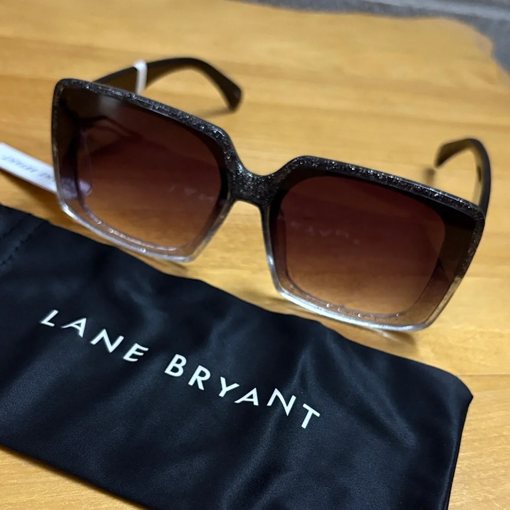 Lane Bryant Glitter Square Sunglasses in Black and Silver ombre sparkle NWT - Picture 1 of 8